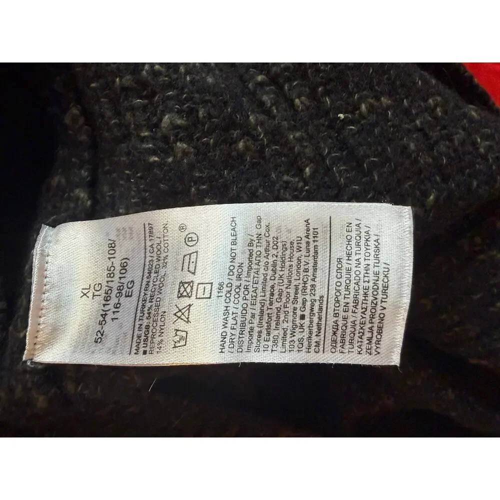 Banana Republic XL Charcoal Ribbed Popover Sweater Italian Yarn
